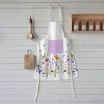 Tablier bavette anti - taches imprim� lavande et papillons - blancheporte