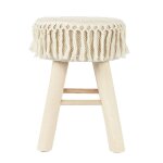 Tabouret en bois, assise tresse - blancheporte