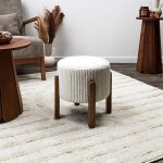 Tabouret cylindrique, pieds en bois - blancheporte