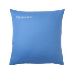 Taie d'oreiller coton, personnalisable - taie d'oreiller volant plat : 50x70cm - bleu - colombine