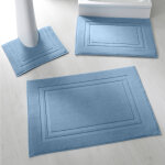 Tapis de bain ponge double liteau - contour : 50x40cm - bleu - colombine