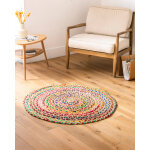 Tapis rond en jute et coton - blancheporte