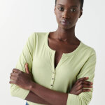 Tee - shirt col tunisien manches longues, uni - blancheporte