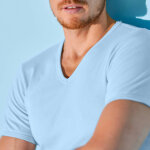 Tee - shirt sous - v�tement homme col v - lot de 2 - 85 / 92 - bleu - eminence