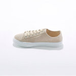 Tennis laces en toile  semelle plateforme compense - blancheporte
