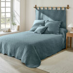 T�te de lit unie coton style boutis cassandre - t�te de lit : 80x90cm - bleu - colombine