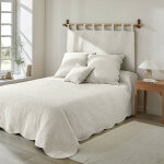 T�te de lit unie coton style boutis cassandre - t�te de lit : 80x90cm - �cru - colombine