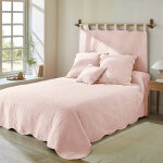 Tte de lit unie coton style boutis cassandre - colombine