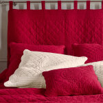 T�te de lit unie coton style boutis cassandre - t�te de lit : 80x90cm - rouge - colombine