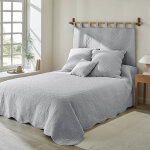 T�te de lit unie coton style boutis cassandre - t�te de lit : 80x90cm - gris - colombine