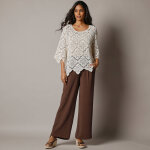 Top macram� � �cailles, manches pagodes - 34 / 36 - �cru - lora zellini