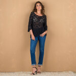 Top macram  cailles, manches pagodes - 34 / 36 - noir - lora zellini