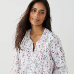 Tunique boutonn�e � plis imprim� fleuri - blancheporte