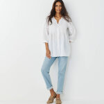 Tunique boutonn�e � plis, uni macram� - blancheporte