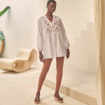 Tunique brod�e boutonn�e - blancheporte