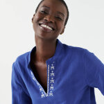 Tunique brod�e, col tunisien - blancheporte