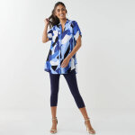 Tunique col tunisien boutonn�e, imprim� graphique - blancheporte