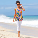 Tunique imprime, boutonne - blancheporte