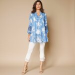 Tunique imprime volante manches 3 / 4 - 36 - bleu - lora zellini