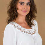 Tunique macram manches 3 / 4, crpon - 38 - blanc - lora zellini