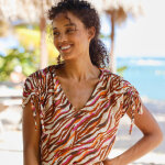 Tunique de plage en cr�pon imprim� - blancheporte