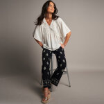 Tunique plastron fantaisie doubl�, manches kimono - 36 - �cru - lora zellini