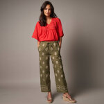 Tunique plastron fantaisie doubl�, manches kimono - 36 - rouge - lora zellini