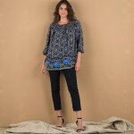 Tunique smocke imprim base - 38 - noir - lora zellini