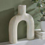 Vase forme arche dcoratif, en bois - hauteur 36 cm - blancheporte