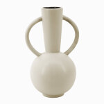 Vase rond c�ramique, double anses - hauteur 29, 5 cm - blancheporte