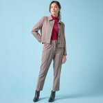 Veste blazer courte imprime carreaux, spcial petites - blancheporte