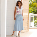 Veste brode sans manches, gaze de coton - blancheporte