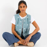 Veste brod�e sans manches, gaze de coton - blancheporte