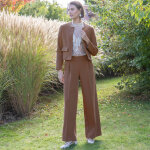 Veste courte de tailleur � col rond, unie - blancheporte