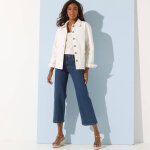 Veste droite boutonn�e, toile - blancheporte