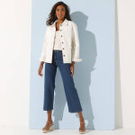 Veste droite boutonne, toile - blancheporte