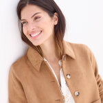 Veste en su�dine mi - longue, boutonn�e - lora zellini