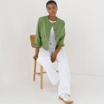 Veste unie boutonn�e, col rond - blancheporte