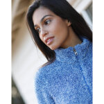 Veste zippe, maille peluche - 34 / 36 - bleu - outdoor collection