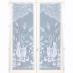 Vitrage droit motif cygnes - paire - blancheporte