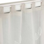 Vitrage voile brod� petites feuilles - la paire - blancheporte