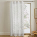 Voilage brod� motif art d�co - finition oeillets - blancheporte