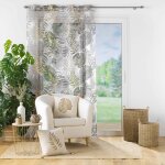 Voilage feuilles palmier imprim mtallis - blancheporte