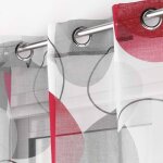 Voilage imprim cercles rouges - finition oeillets - blancheporte