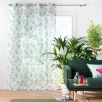 Voilage imprim feuillage color - finition oeillets - blancheporte
