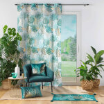 Voilage imprim� feuillage, d�tails m�tallis�s, finition ?illets - blancheporte