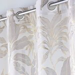 Voilage imprim feuilles contour dor - blancheporte