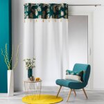 Voilage parement velours imprim feuillage mtallis - blancheporte