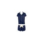 Bluebella ensemble chemise et short abigail en satin luxueux bleu / crème Bluebella ensemble chemise et short abigail en satin luxueux bleu / crème