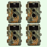 Pack x4 camras de chasse nocturne vision 64mp hd 1296p, dtection de mouvement pir de 70 no glow invisible, ...